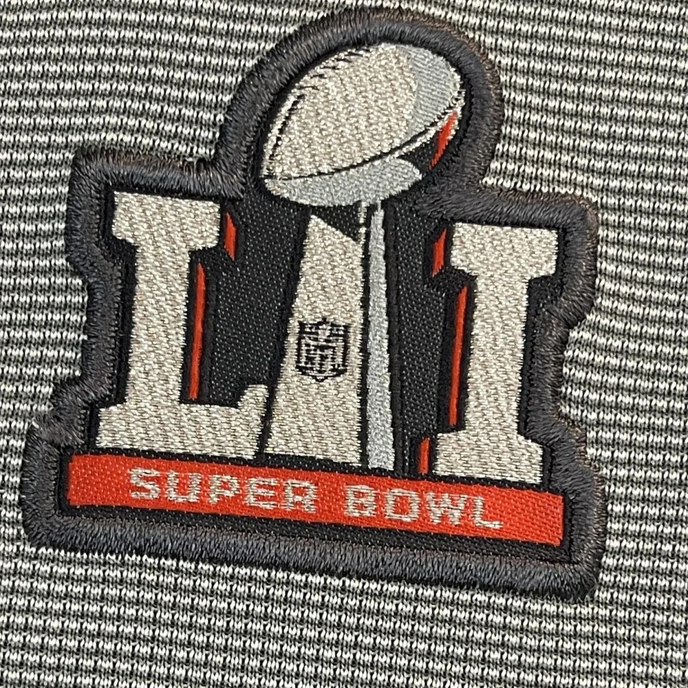 Super Bowl LI Polo Shirt Mens Small Gray NFL Football Nike‎ Dri-FIT Performance